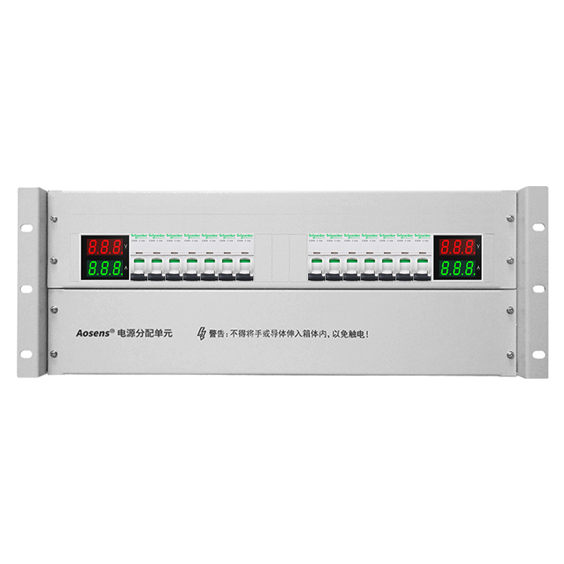 奧盛 機(jī)柜配電單元PDU 4U配電箱 施耐德交流1P空開 電流電壓表 雙路
