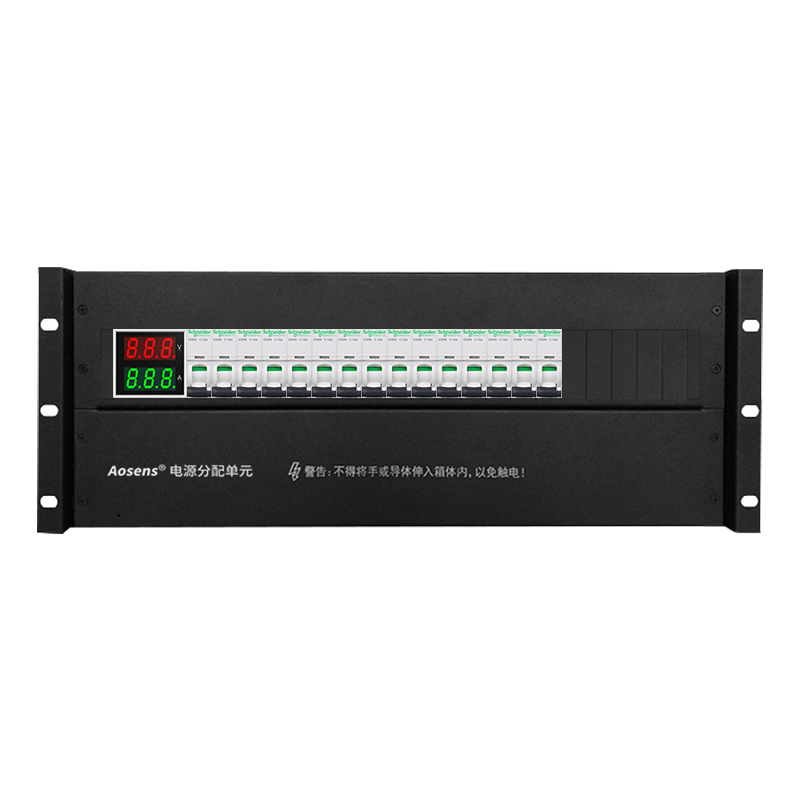奧盛 機(jī)柜配電單元PDU 4U配電箱施耐德交流1P空開 電流電壓表 單路
