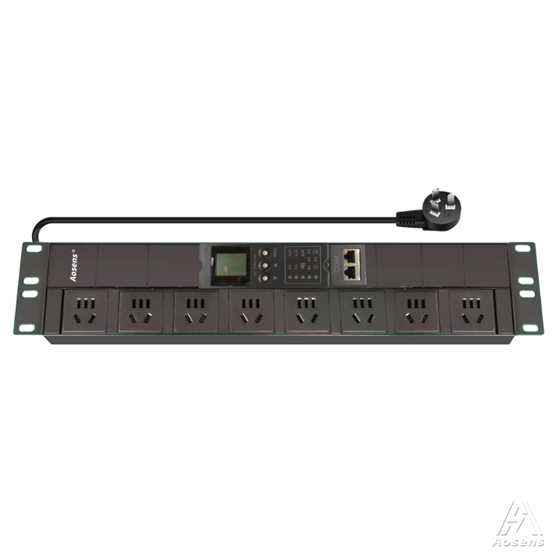 奧盛APS串口系列雙排鋁合金智能網(wǎng)絡PDU 19英寸橫裝